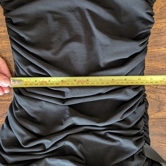 Vintage Y2K Lissa Paris Dress, Black Sleeveless Mini Bodycon w Ruffle Skirt - Picture 8 of 14